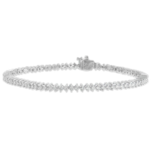 14K White Gold Round Cut Diamond Tennis Bracelet (2.00 cttw H-I Color SI2-I1