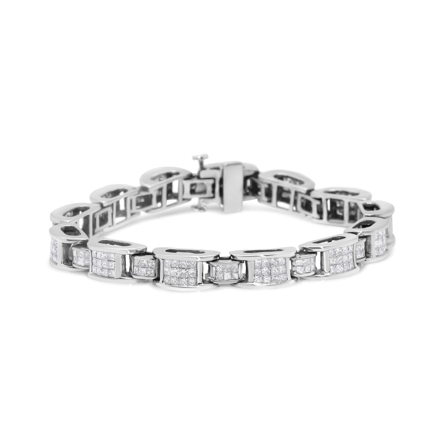 14K White Gold 5.0 Cttw Princess Cut Diamond Invisible Set Alternating Size D