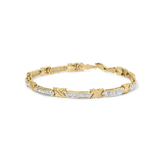 10K Yellow Gold 1/2 Cttw Diamond X-Link 7’’ Bracelet (I-J Color I1-I2