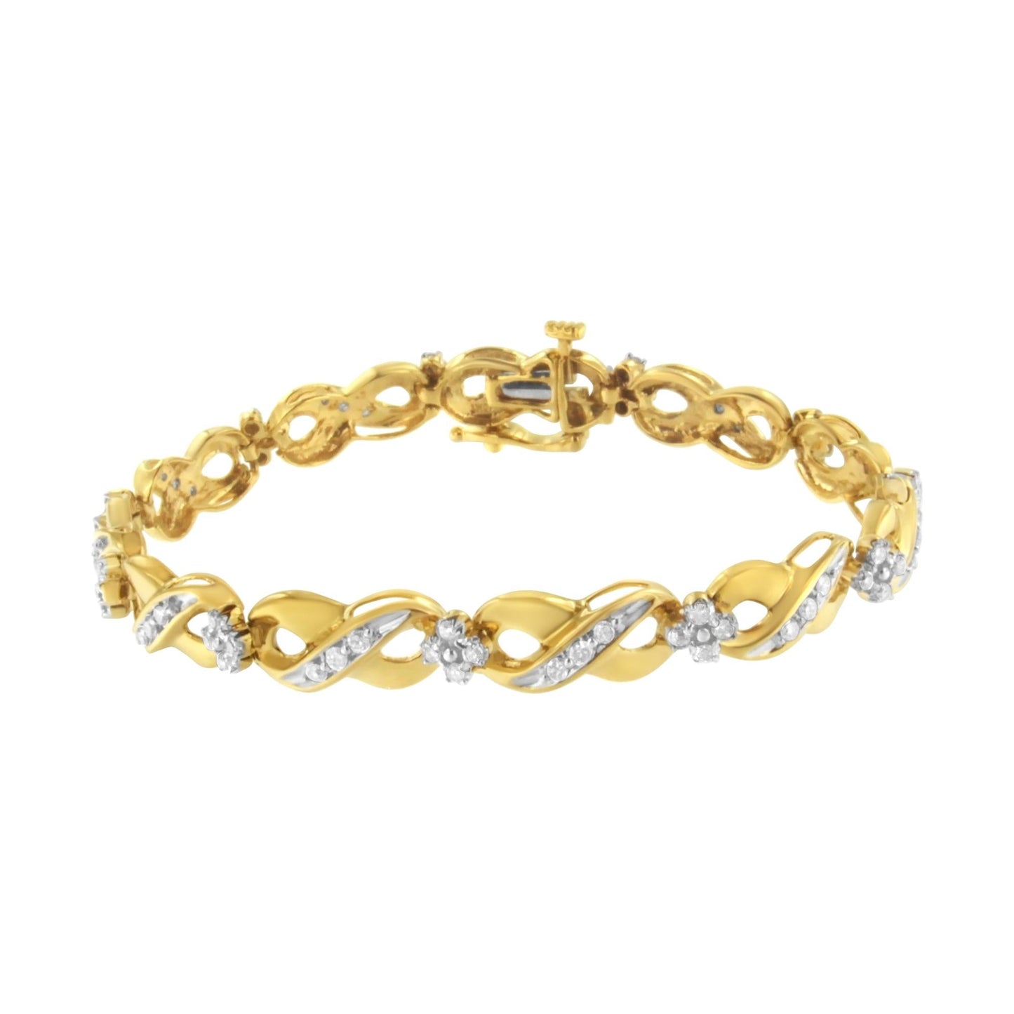 10K Yellow Gold Round-Cut Diamond Infinite Love Bracelet (1.00 cttw I-J Color