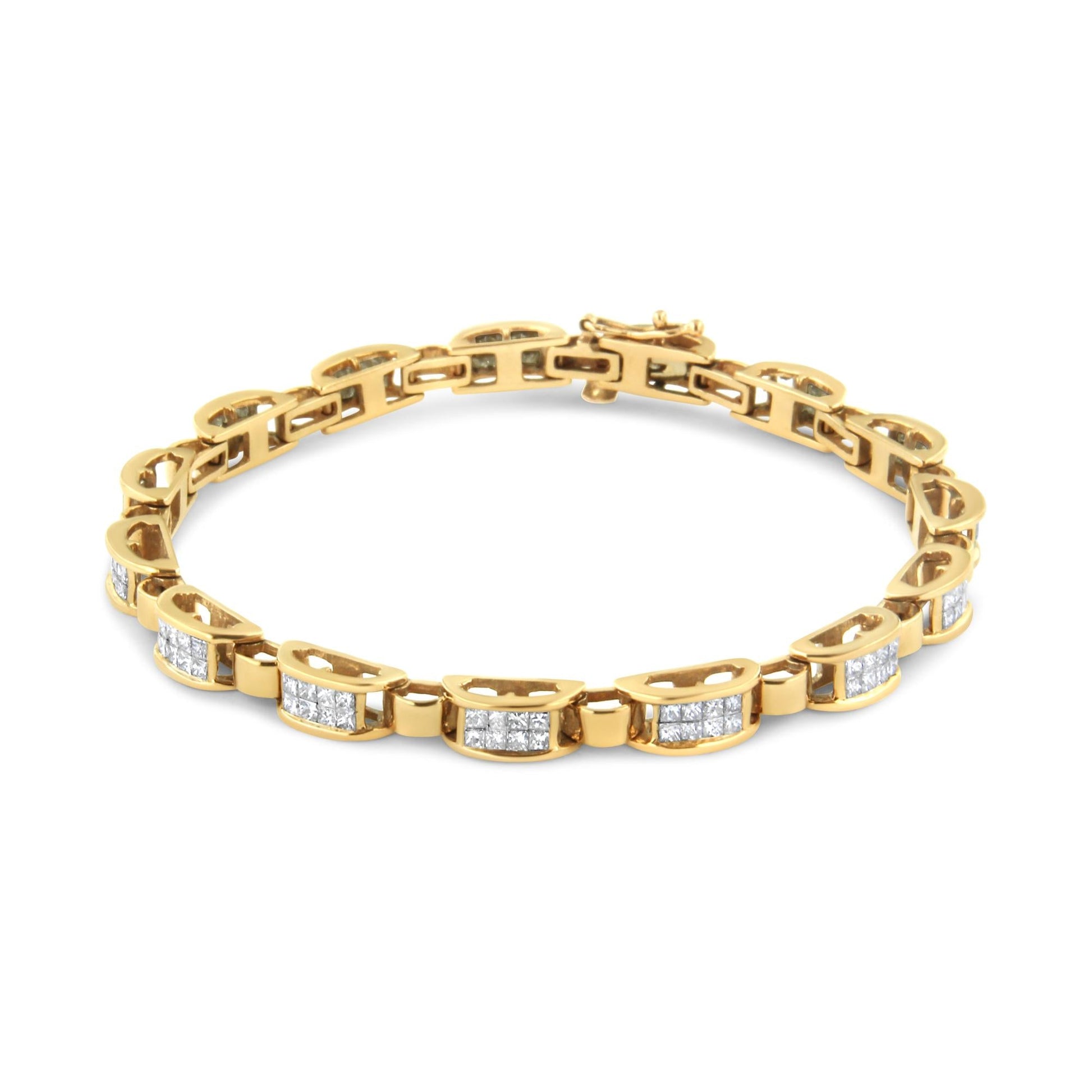 14K Yellow Gold 2 1/2 Cttw Princess-Cut Diamond Link Tennis Bracelet (H-I Color