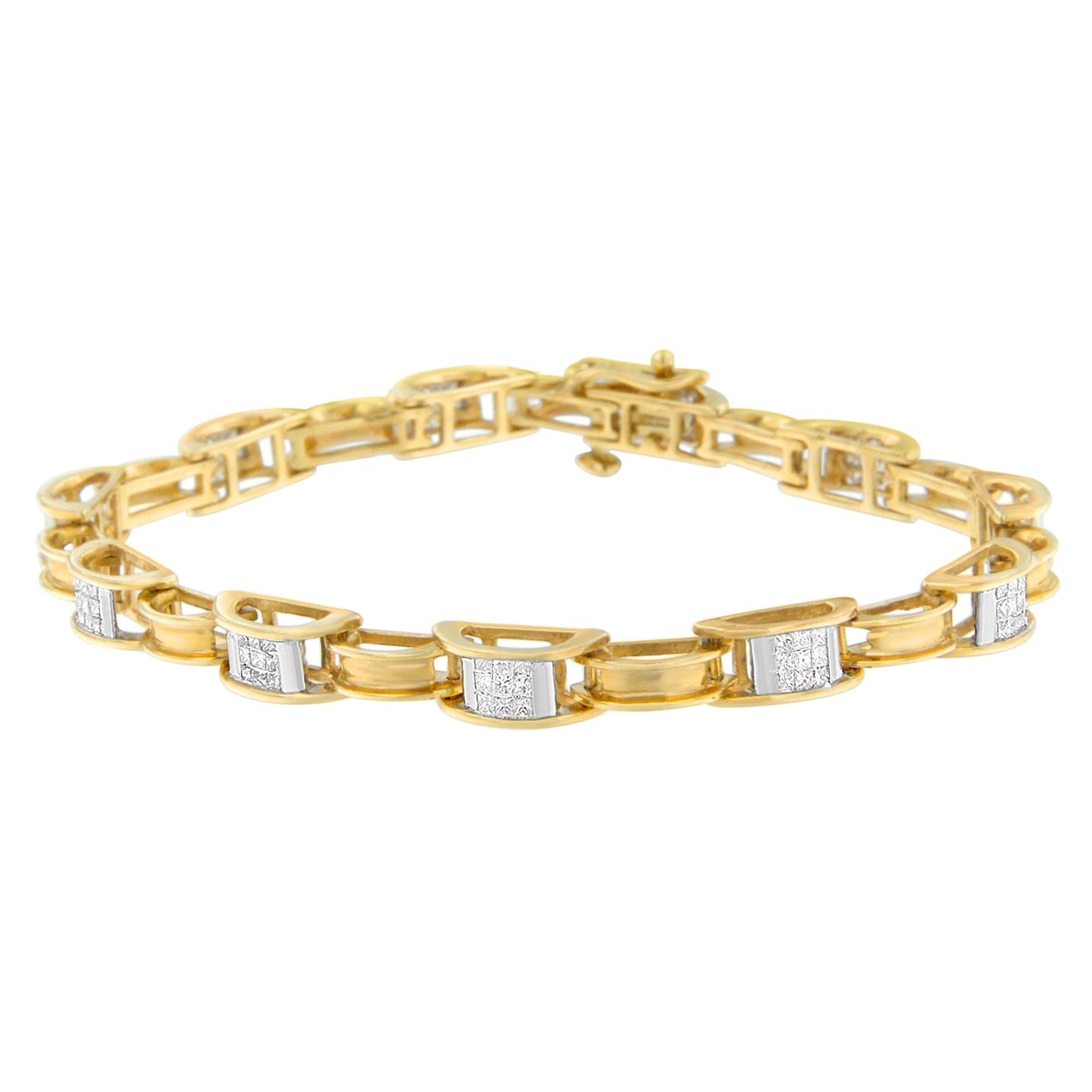 14K Yellow Gold Princess Cut Diamond Chain Link Bracelet (1.00 cttw H-I Color