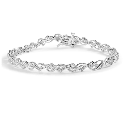 10k White Gold 1/2 Cttw Diamond Infinity Weave Link Bracelet (I-J Color SI2-I1