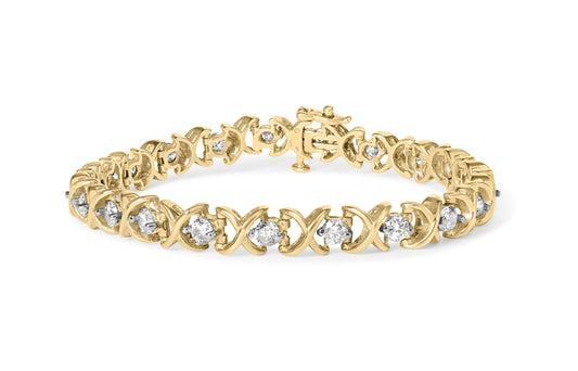 14K Yellow Gold 5.00 Cttw Round-Cut Diamond X-Link 7.5’’ Bracelet (J-K