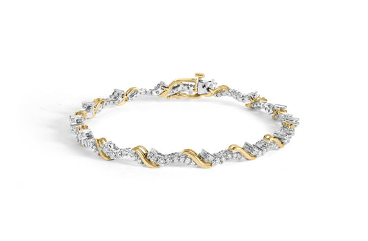 10K Yellow and White Gold 2.00 Cttw Diamond ’S’ Link 7’’ Bracelet (H-I