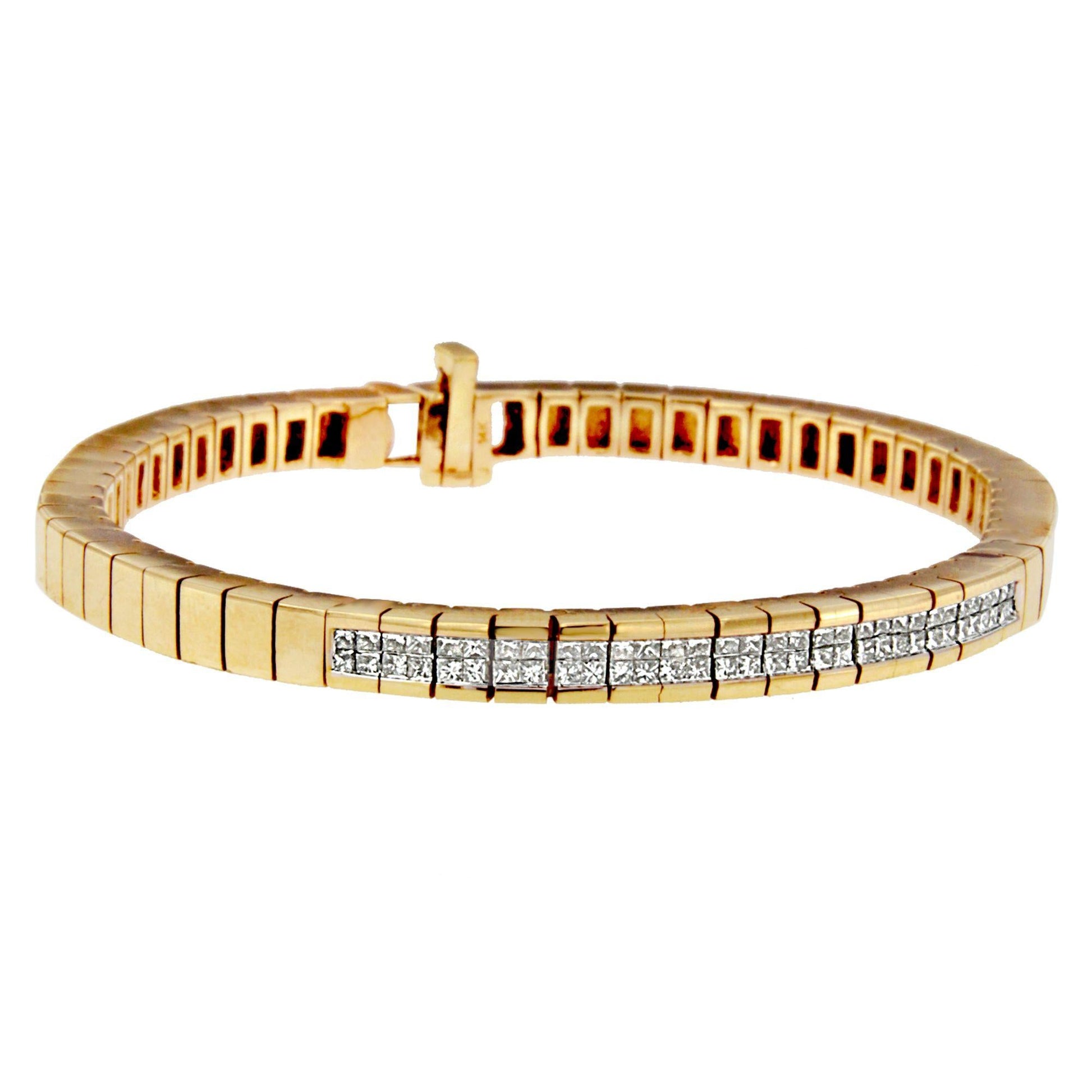 14K Yellow Gold Princess-Cut Diamond Banded Bracelet (1.10 cttw G-H Color