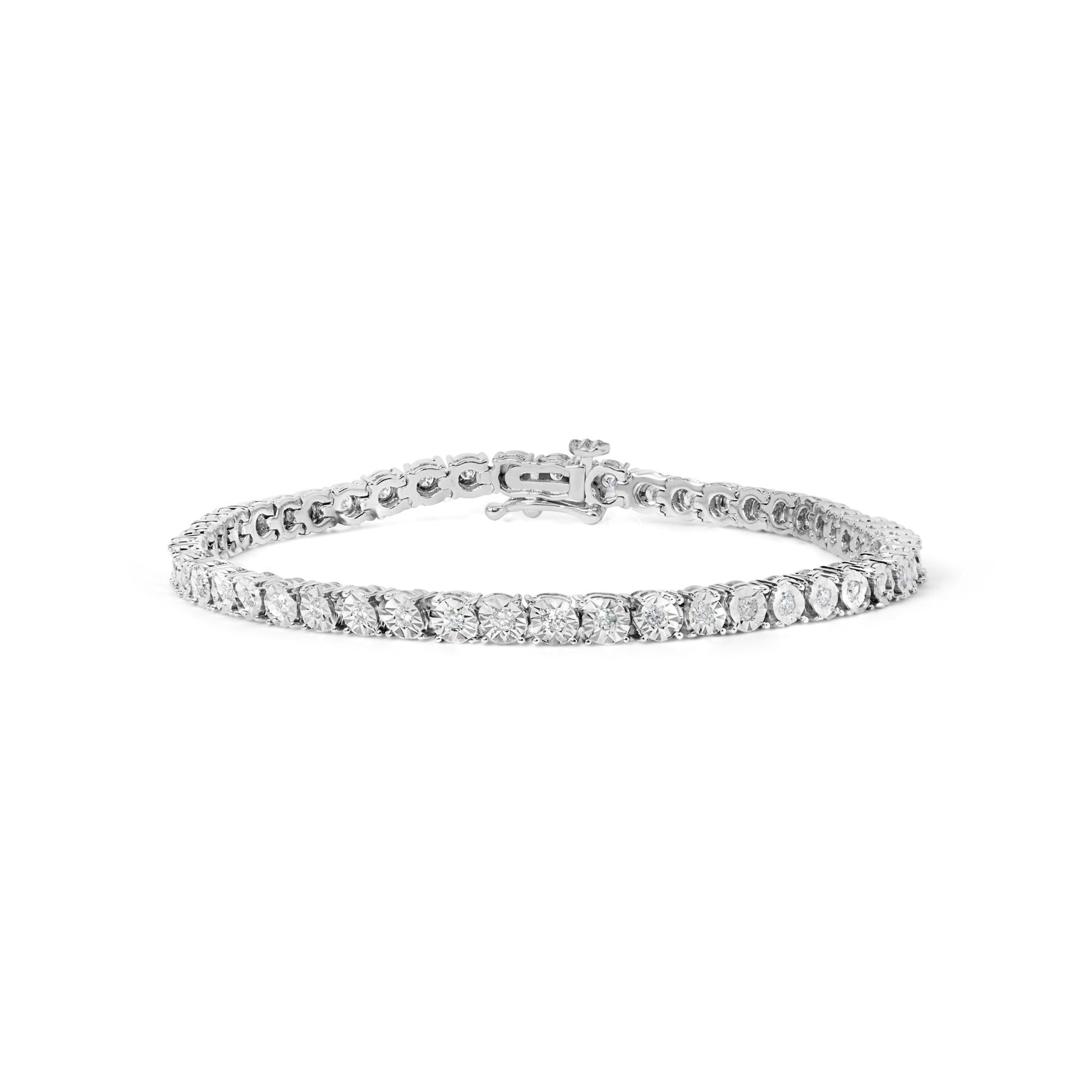 .925 Sterling Silver 1.0 Cttw Diamond Miracle Tennis Bracelet (I-J Color I3