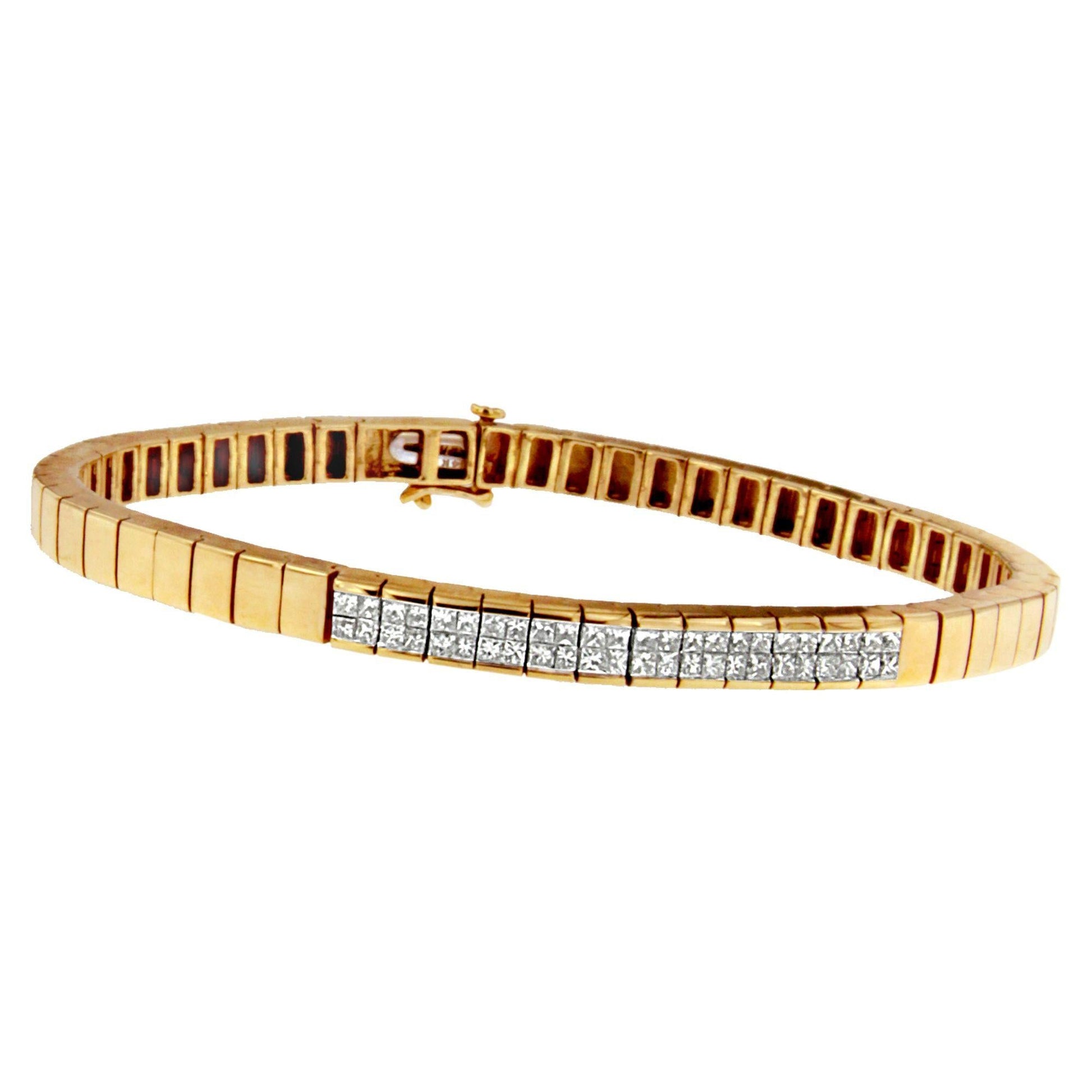 14K Yellow Gold Princess Cut Diamond Banded Bracelet (1.00 cttw G-H Color