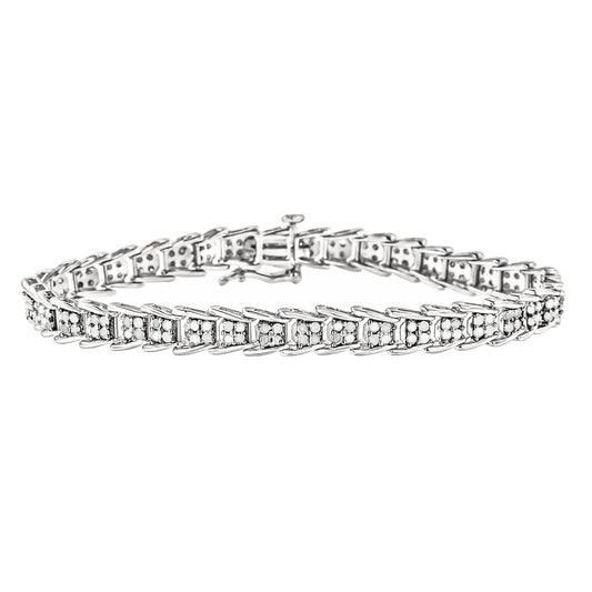 10k White Gold 2 cttw Diamond Fan-Shaped Link Tennis Bracelet (I-J Clarity I3