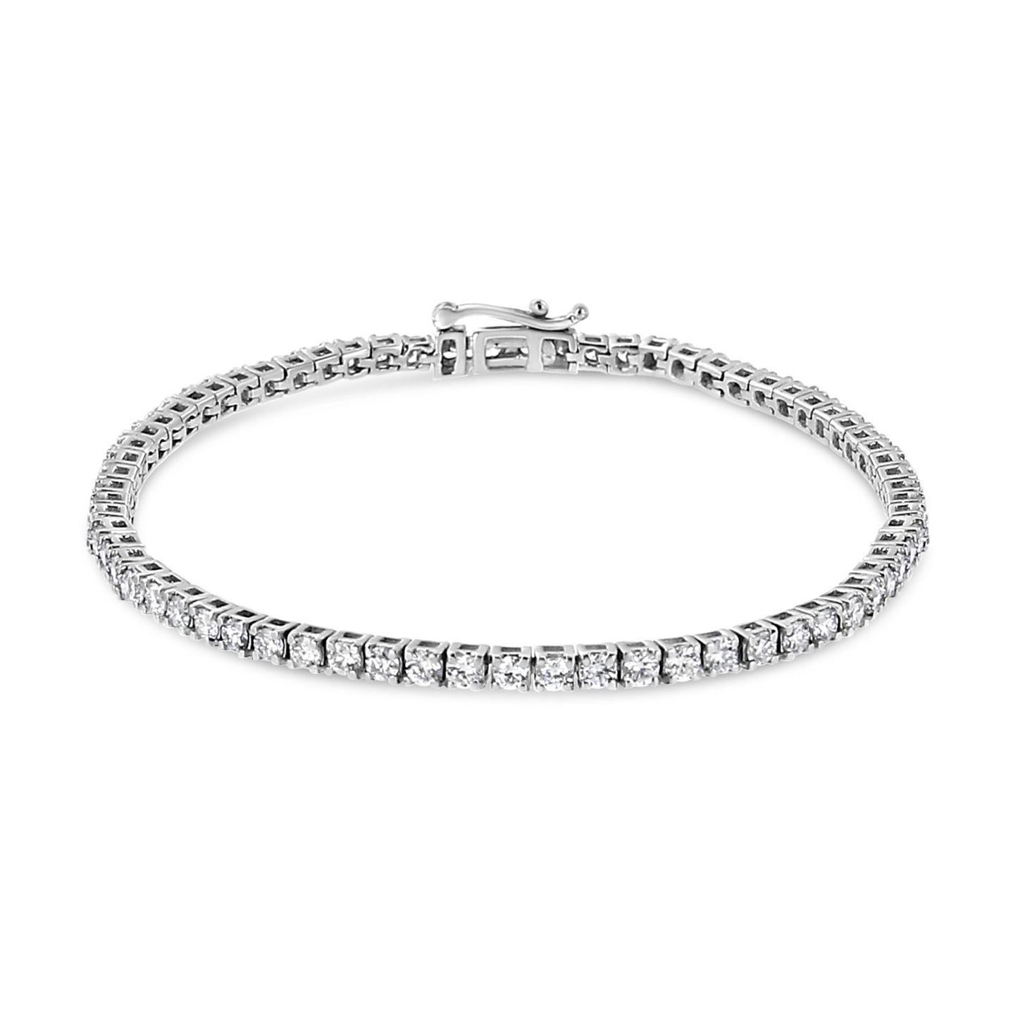 14K White Gold 4-Prong Set Lab Grown Round Diamond Classic Tennis Bracelet (F-G