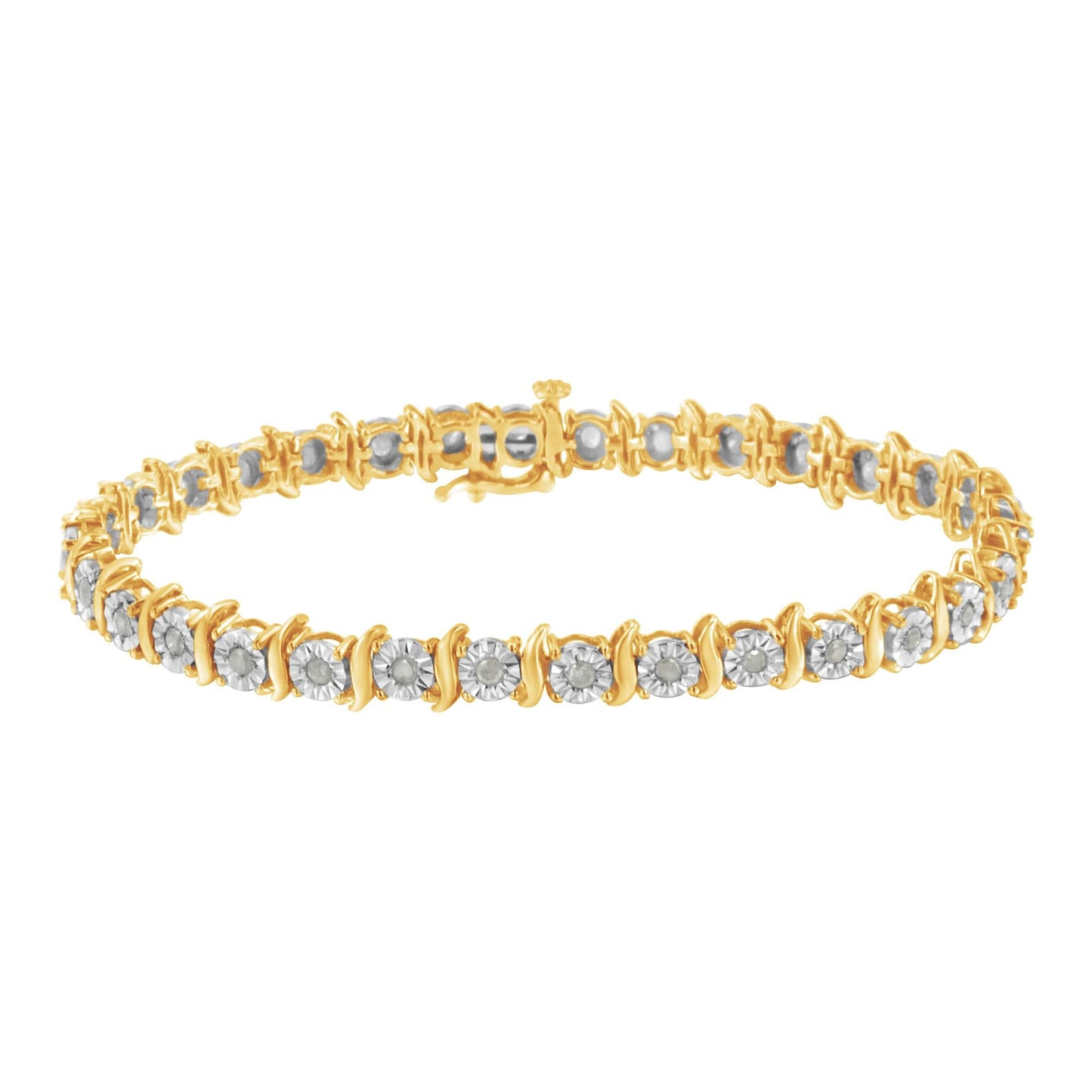 .925 Sterling Silver 1.0 Cttw Diamond S-Curve Link Miracle-Set Tennis Bracelet (I-J Color, I3 Clarity)