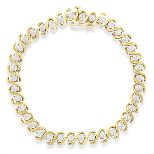 Yellow Plated Sterling Silver Round-Cut Diamond Bracelet (0.5 cttw H-I Color