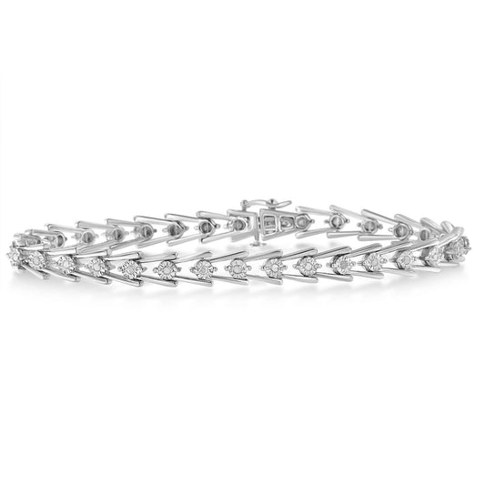 Sterling Silver Diamond Wave-Style Link Bracelet (0.5 cttw I-J Color I3