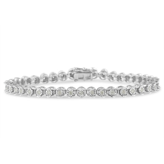 .925 Sterling Silver 1.0 Cttw Diamond Miracle-Set 7’’ Link Bracelet (I-J