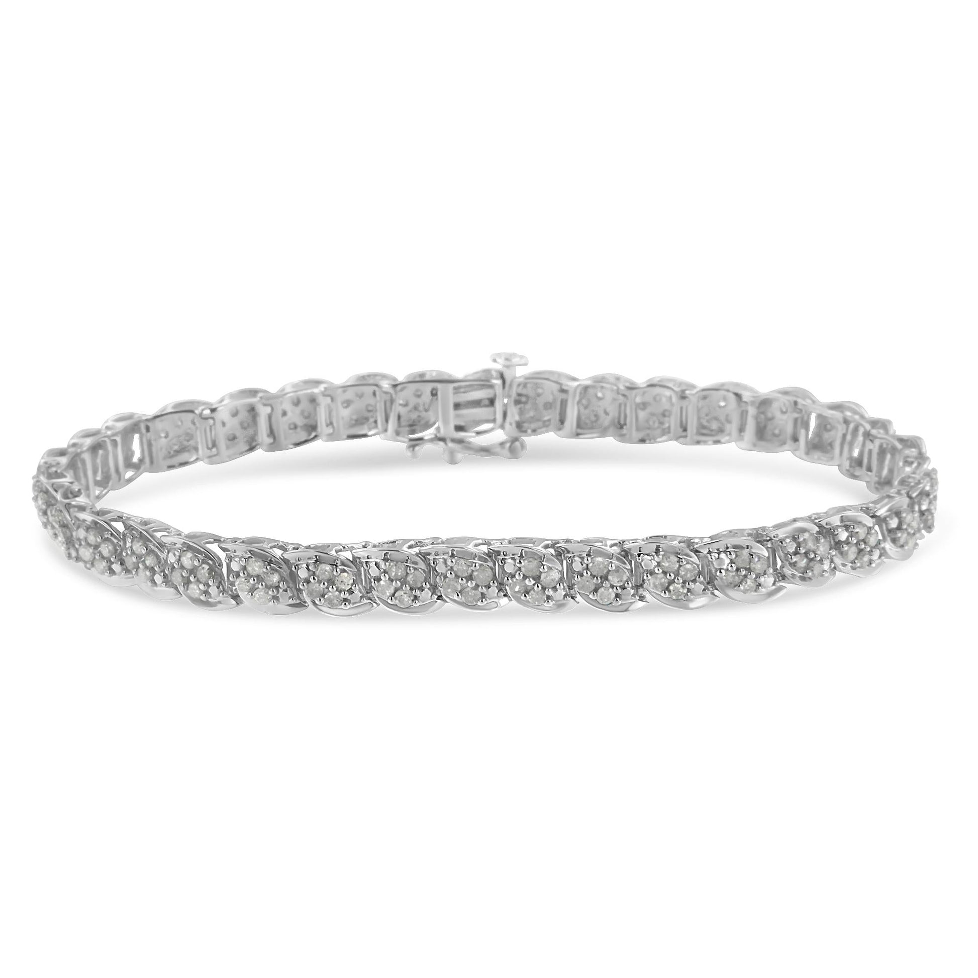 Sterling Silver Diamond Link Bracelet (2 cttw I-J Color I3 Clarity)