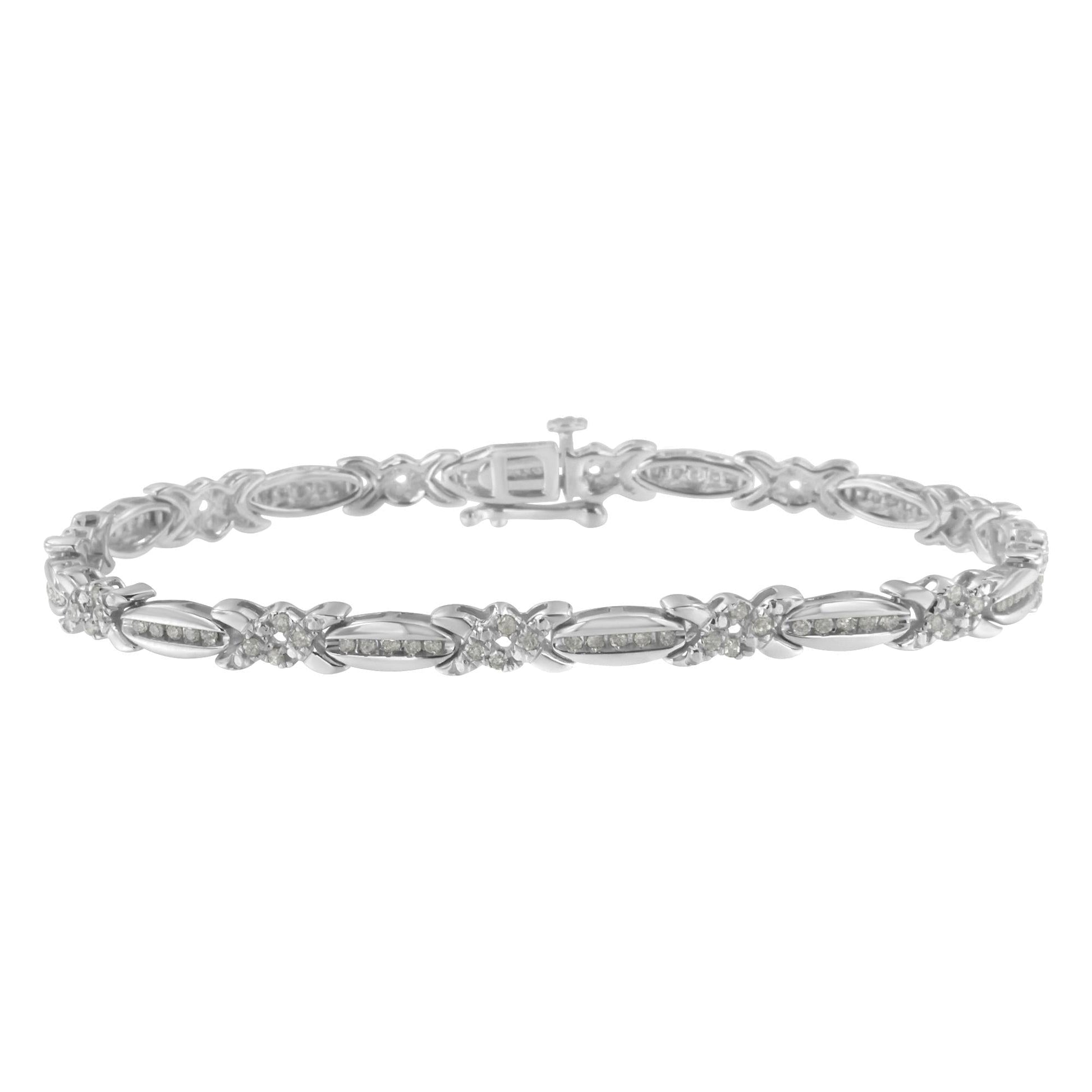 Sterling Silver Diamond X-Link Tennis Bracelet (1 cttw I-J Color I3 Clarity)