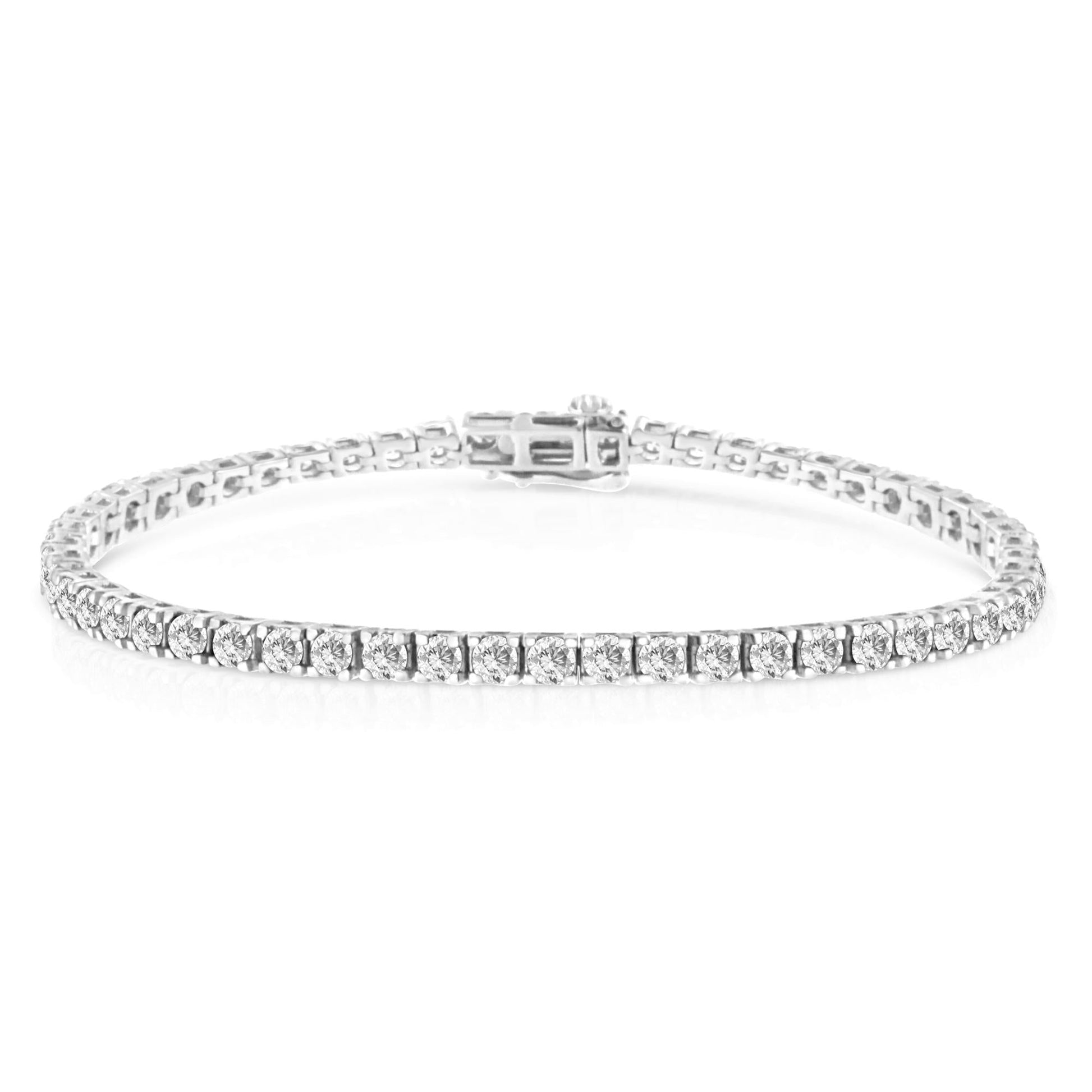 14K White Gold 4-Prong Set Lab Grown Round Diamond Classic Tennis Bracelet (F-G