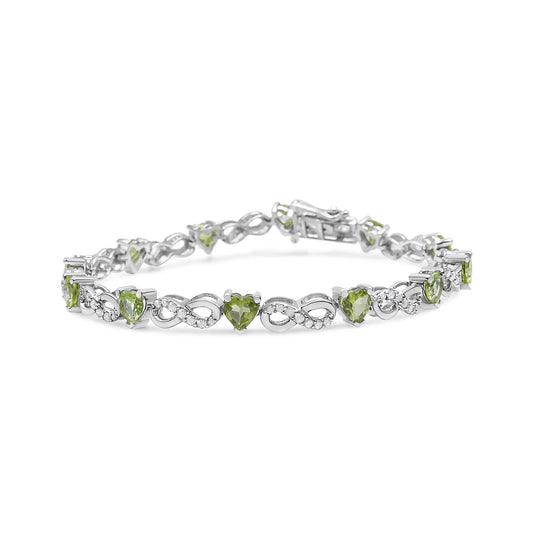 .925 Sterling Silver 1.00 Cttw Diamond and 4.00mm Lab Created Green