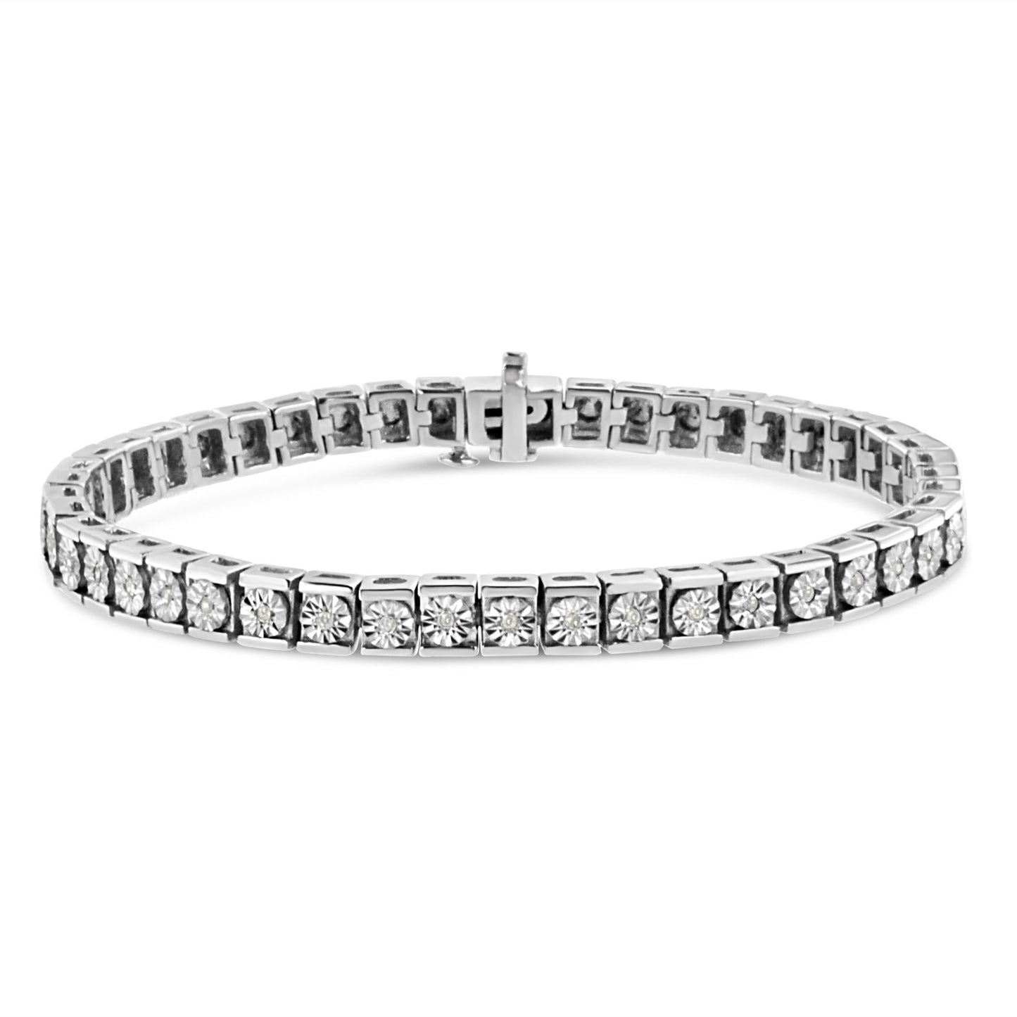 .925 Sterling Silver Miracle Set Diamond Accent Classic Tennis Bracelet (I-J