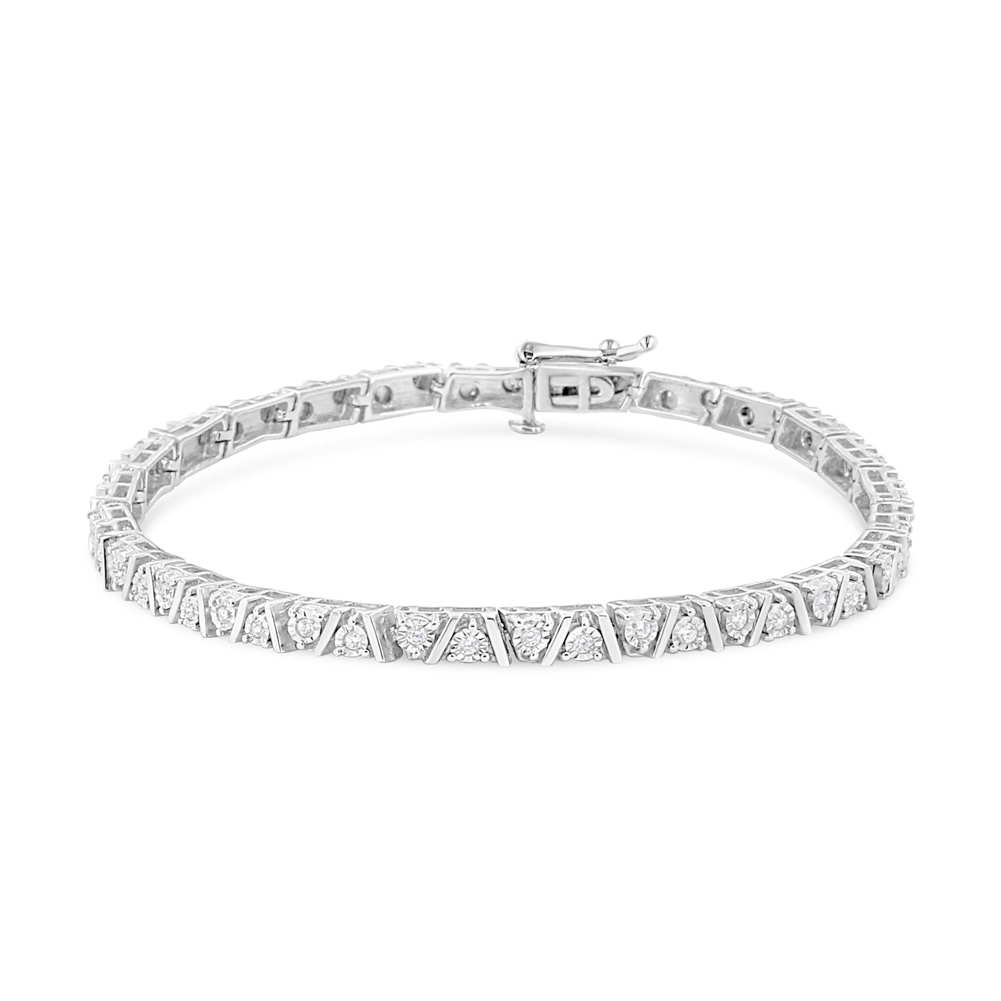 .925 Sterling Silver 1/4 Cttw Miracle-Set Diamond Modern Tennis Bracelet (I-J