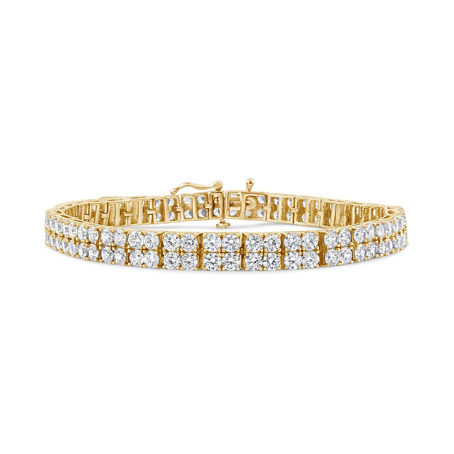 14K Yellow Gold 10.0 Cttw Diamond 2 Row Tennis Bracelet (L-M Color I2-I3