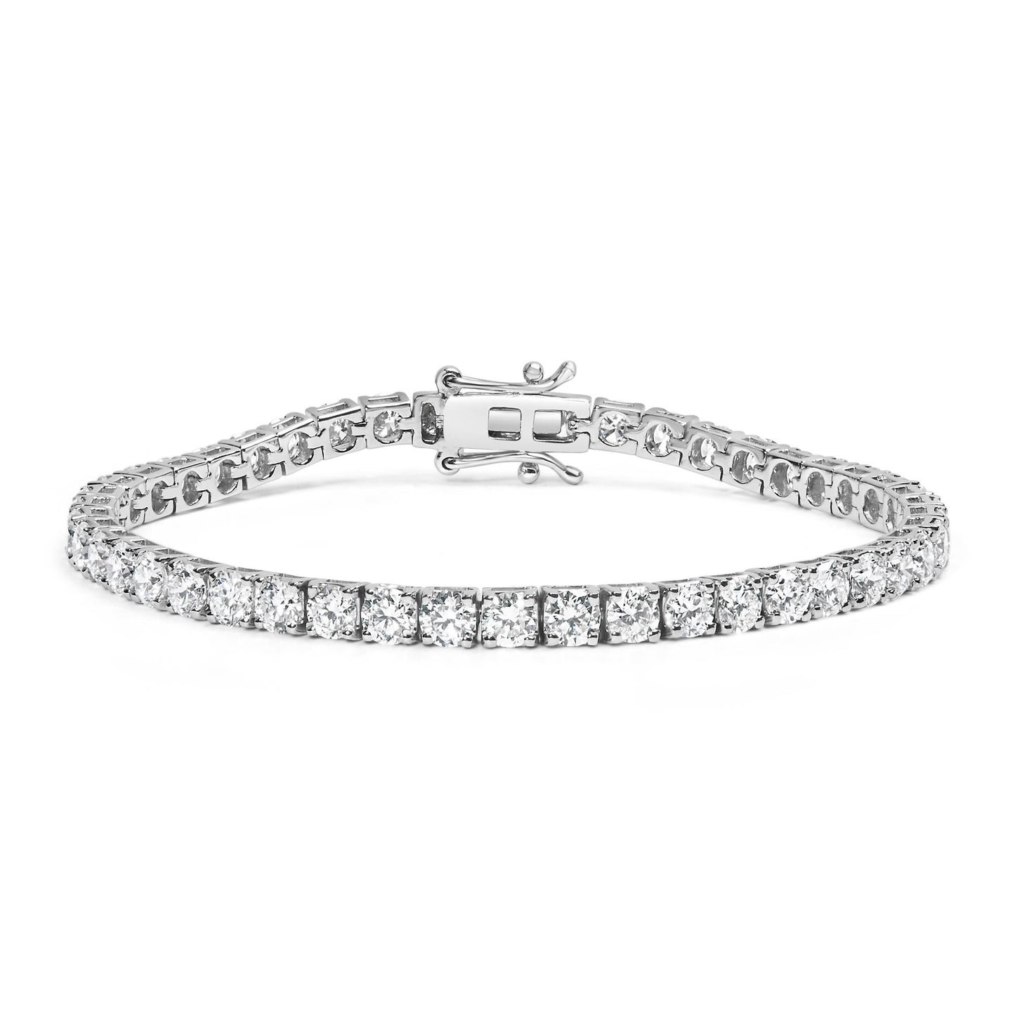 14K White Gold 4-Prong Set Lab Grown Round Diamond Classic Tennis Bracelet (F-G