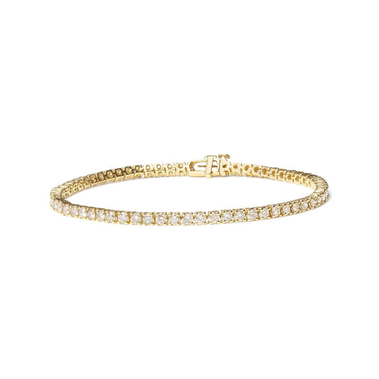 14K Yellow Gold 6.0 Cttw Classic 4 Prong Set Round Brilliant Cut Diamond Tennis Bracelet (K-L Color, VS2-SI1 Clarity) - 7.25"