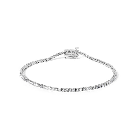 .925 Sterling Silver 2.0 Cttw Round Lab-Grown Diamond Tennis Bracelet (F-G Color, VS2-VS1 Clarity) - 7"