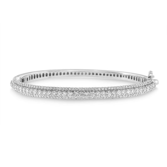 14K White Gold Round-Cut Diamond Bangle (3 cttw H-I Color SI1-SI2 Clarity)