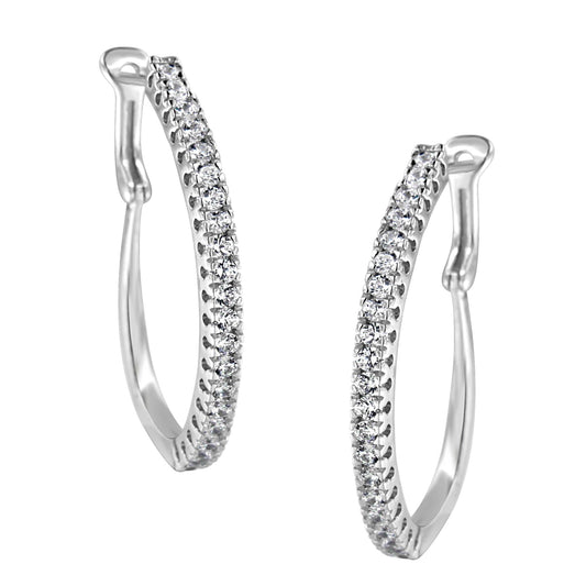 10KT White Gold 1 cttw Diamond Hoop Earrings (I-J Clarity, I2-I3 Color)