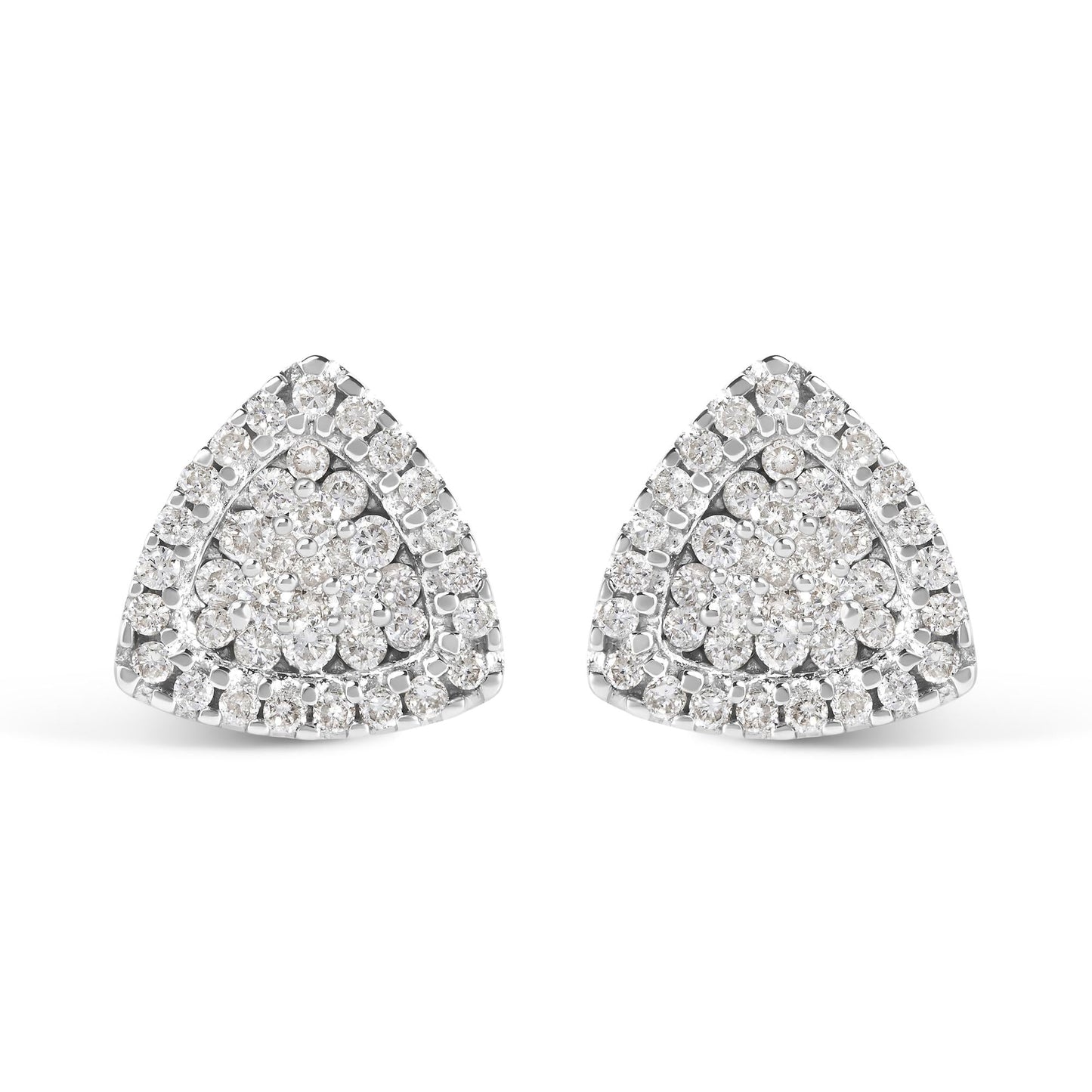 14K White Gold 1/2 cttw Trillion Shaped Diamond Stud Earrings (H-I Clarity