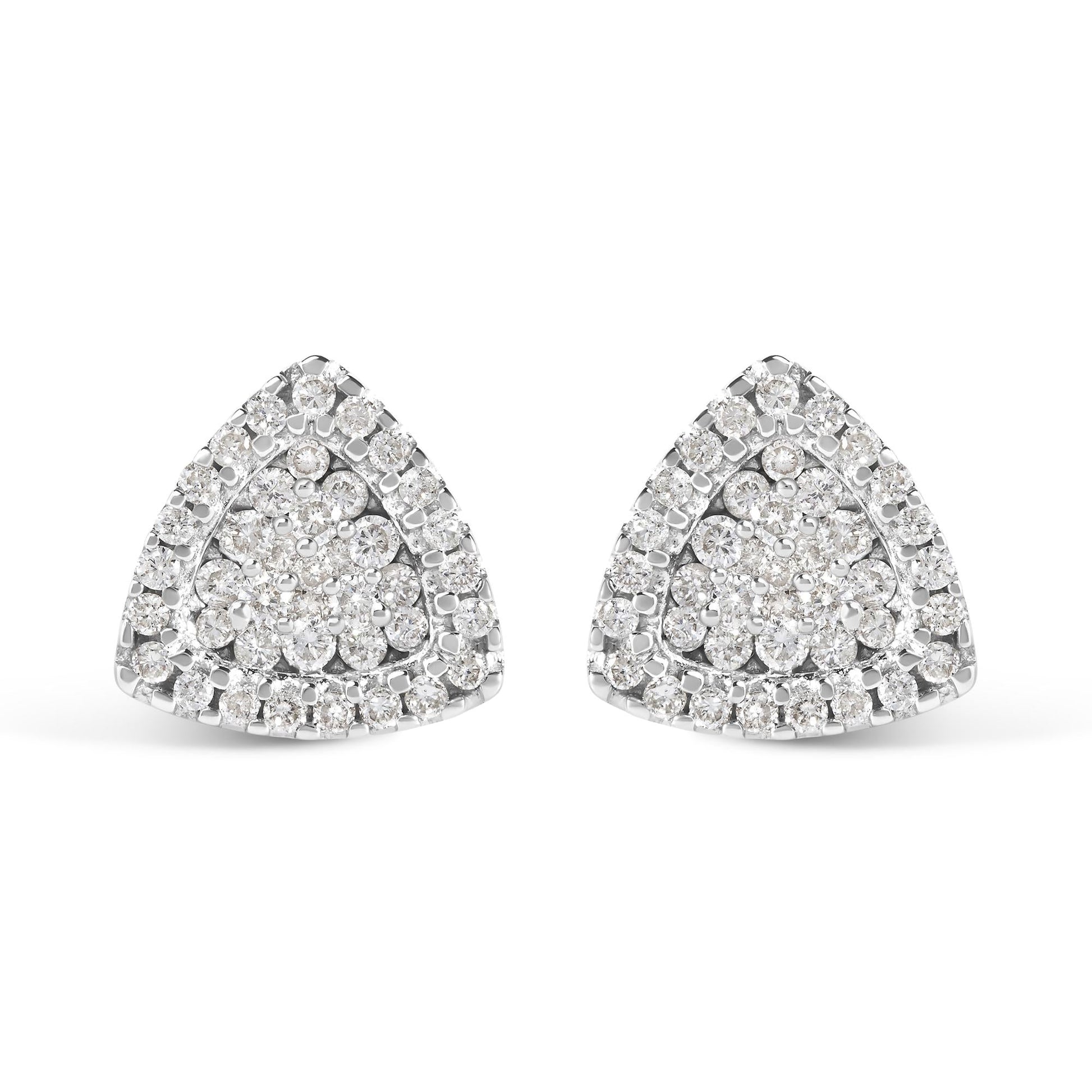 14K White Gold 1/2 cttw Trillion Shaped Diamond Stud Earrings (H-I Clarity