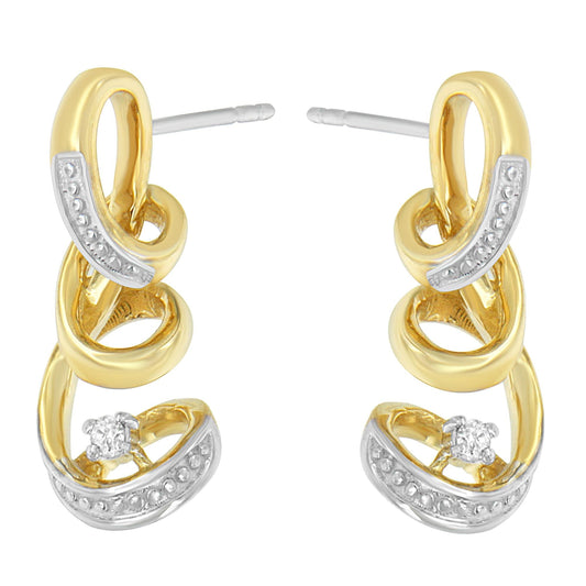 Espira 10K Two Tone Gold Round cut Diamond Earring (0.05 cttw J-K Color I2-I3