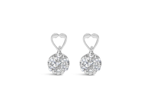 14K White Gold 1 1/4 cttw Round Cut Diamond Earrings (H-I I1-I2)