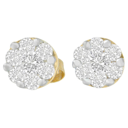 14K Yellow Gold 3/4 cttw Round Cut Diamond Stud Earring (I-J SI2-I1)