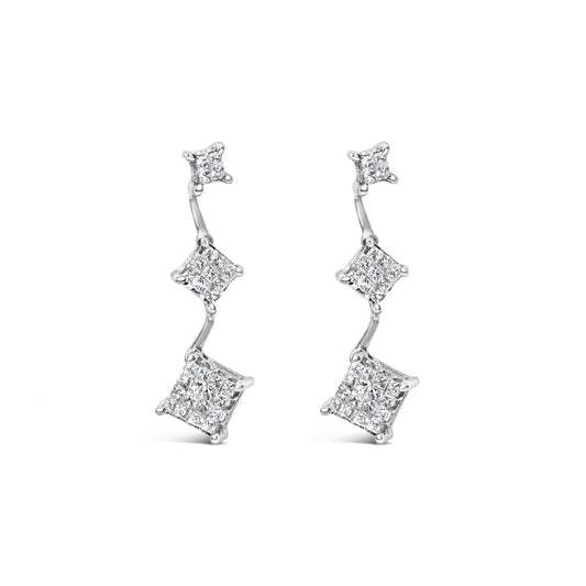 14K White Gold 1 cttw Princess Cut Diamond Earrings (G-H VS1-VS2)