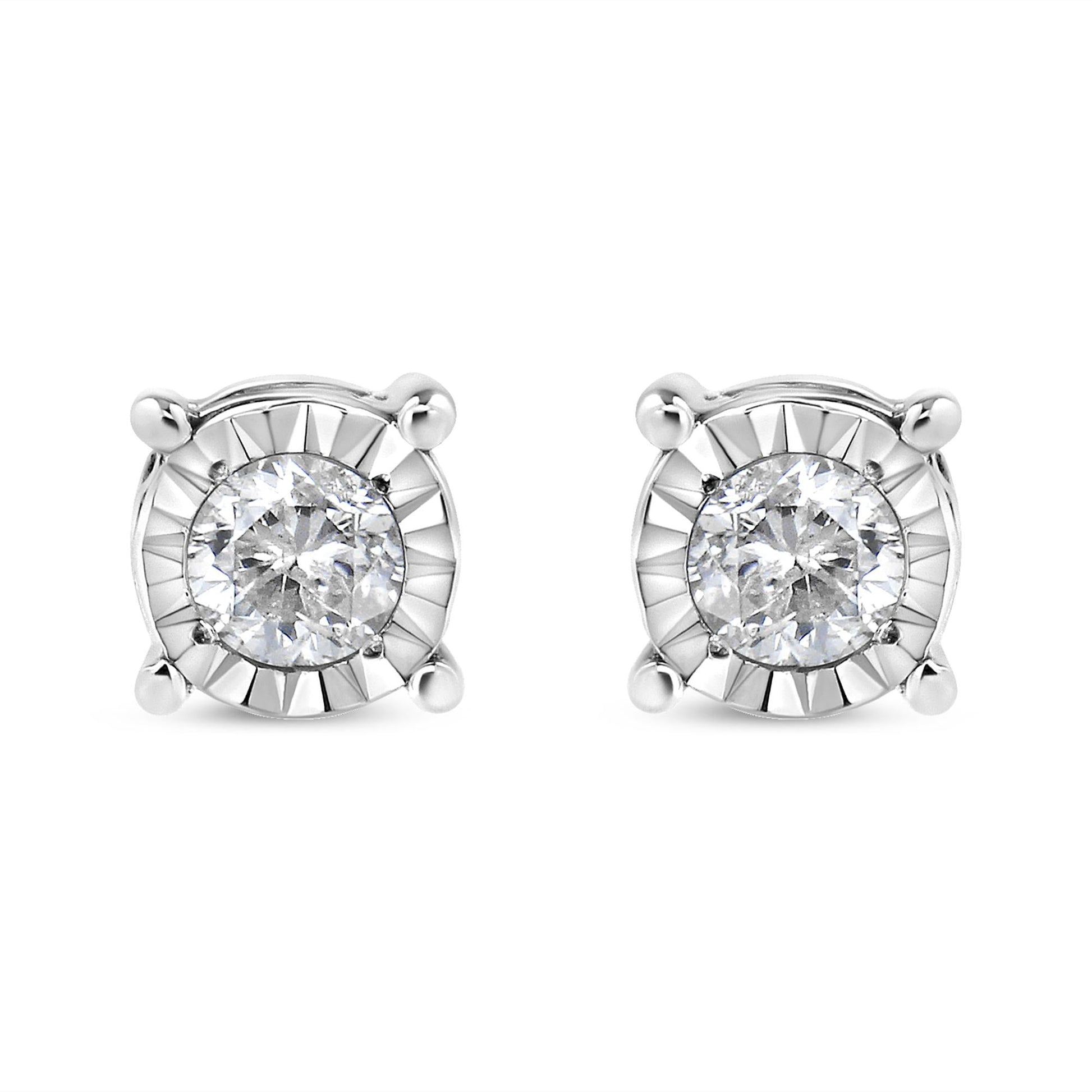 .925 Sterling Silver 1/5 Cttw Round Near Colorless Diamond Miracle-Set Stud