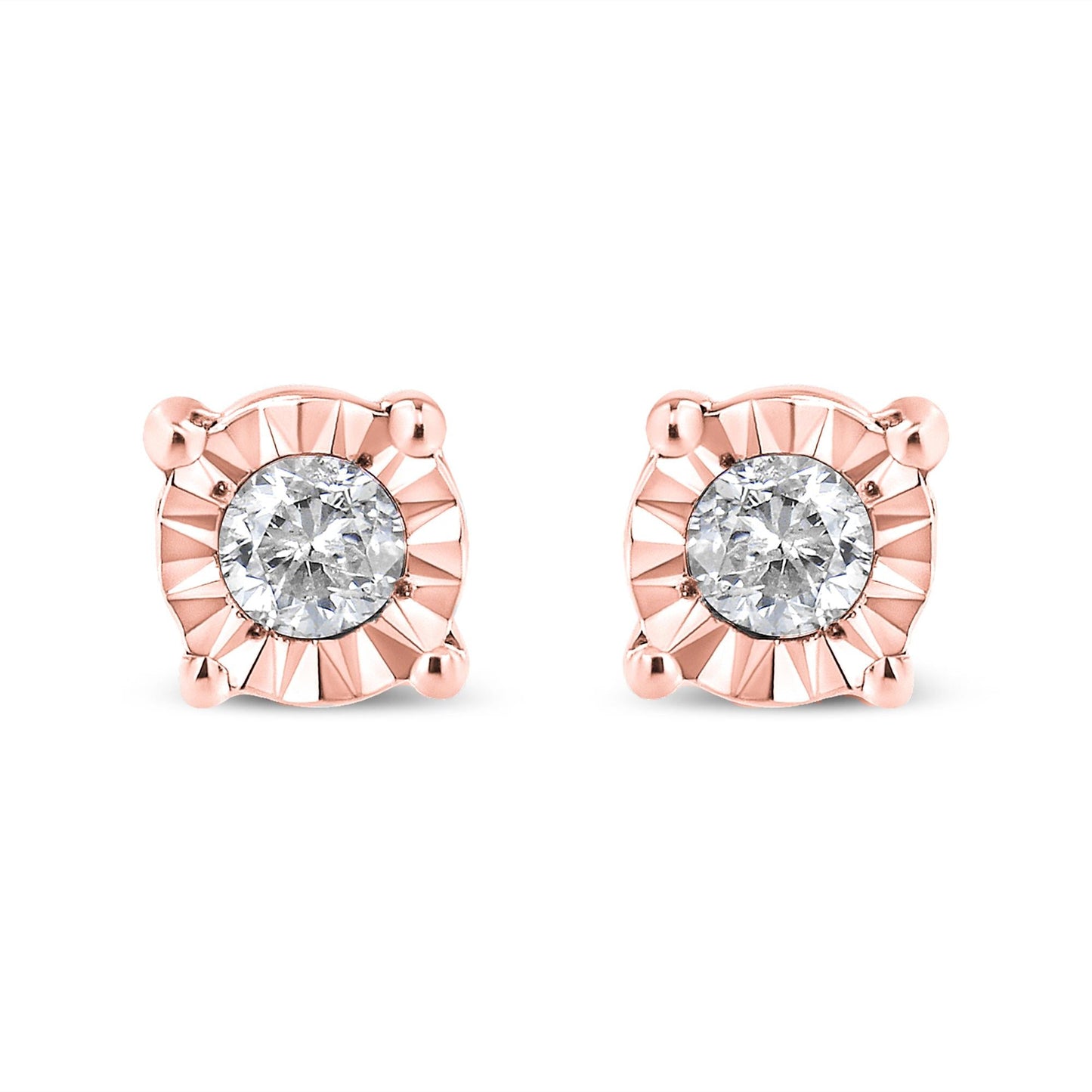 .925 Sterling Silver 1/10 Cttw Round Brilliant-Cut Diamond Miracle-Set Stud Earrings