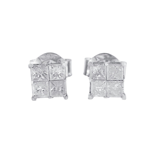 10k White Gold Diamond Stud Earrings (0.60 cttw I-J Color I2-I3 Clarity)