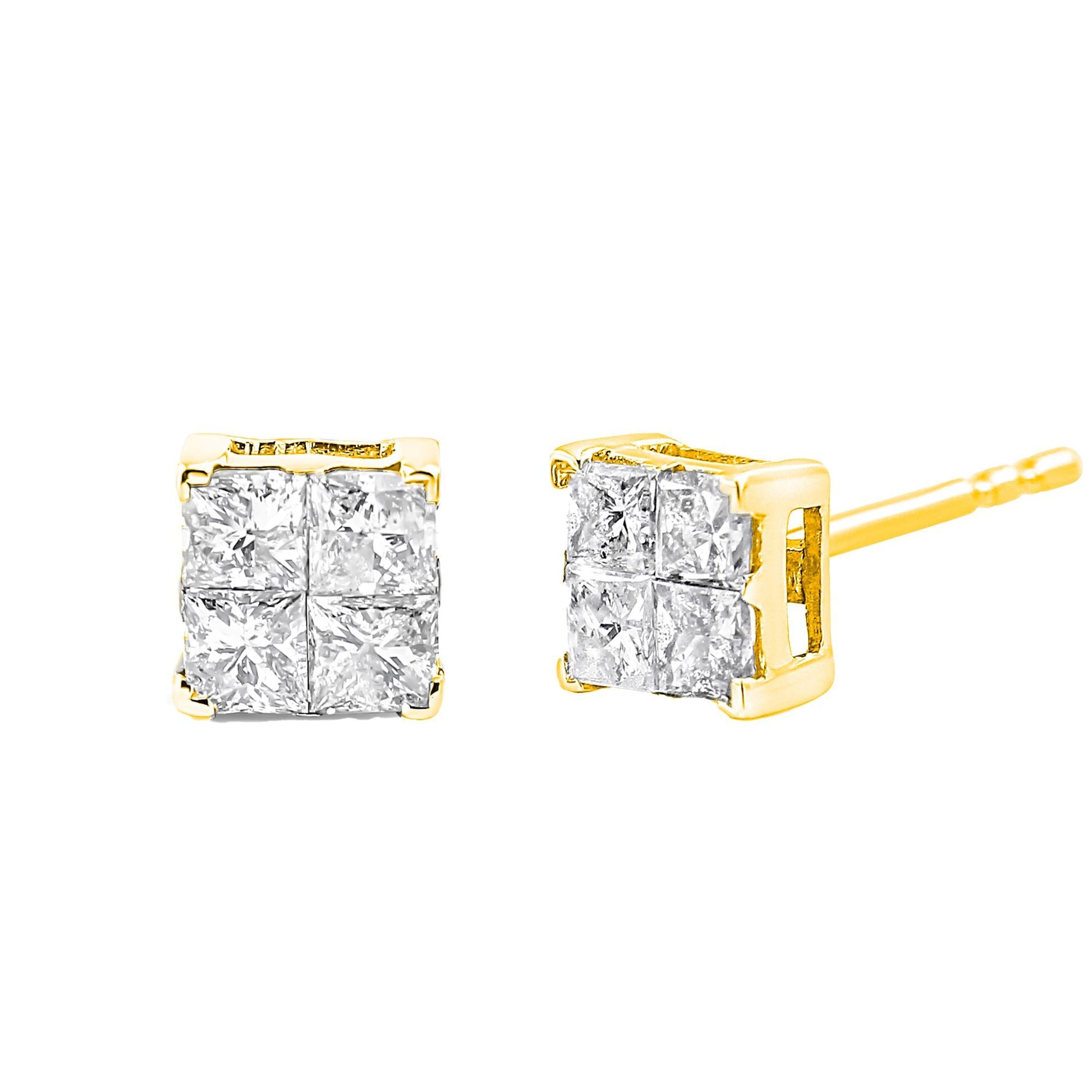 10K Yellow Gold Plated.925 Sterling Silver 1.0 Cttw Princess-Cut Diamond