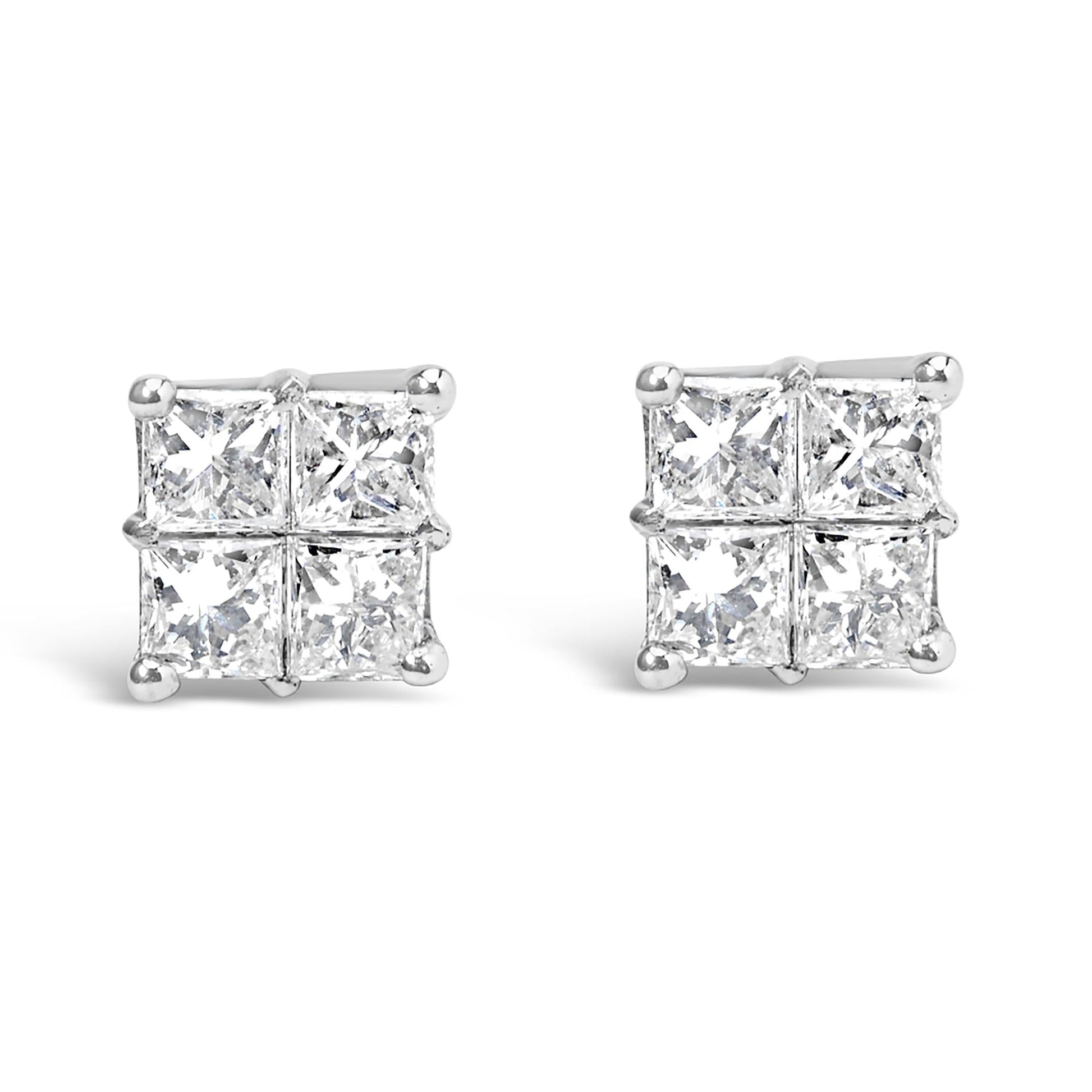 10KT White Gold Diamond Composite Stud Earring (1/4 cttw H-I Color I1-I2