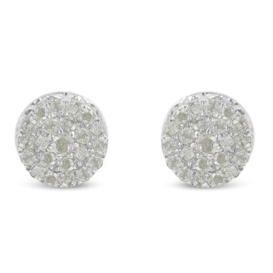 10k White Gold Diamond Cluster Stud Earrings (0.5 cttw I-J Color I2-I3 Clarity)