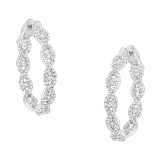 10K White Gold Diamond Hoop Earrings (1 1/2 cttw H-I Color I1-I2 Clarity)