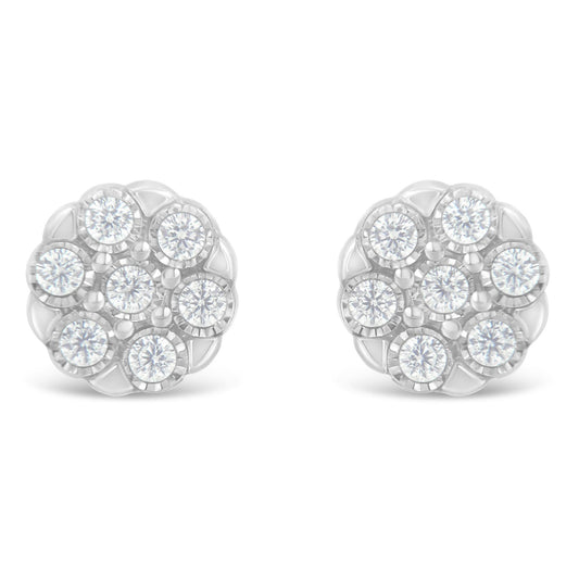 Sterling Silver Rose-Cut Diamond Floral Cluster Stud Earring (0.25 cttw, I-J Color, I2-I3 Clarity)