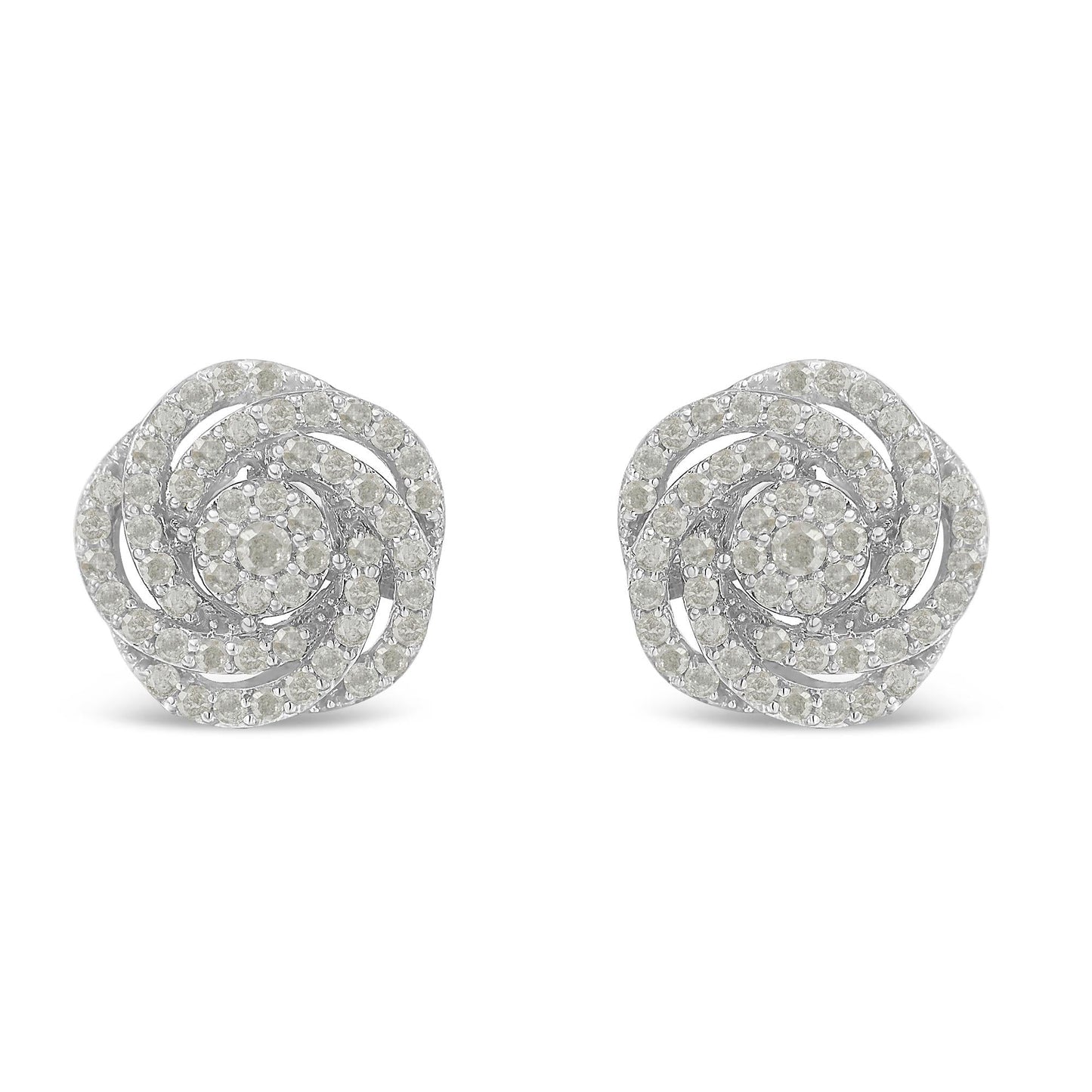 10KT White Gold Diamond Flower Stud Earring (1/2 cttw I-J Color I1-I2 Clarity)