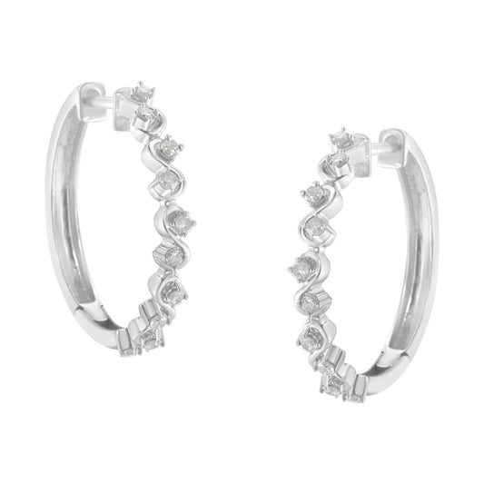 Sterling-Silver Diamond Hoop Earring (1/2 cttw I-J Color I3 Clarity)