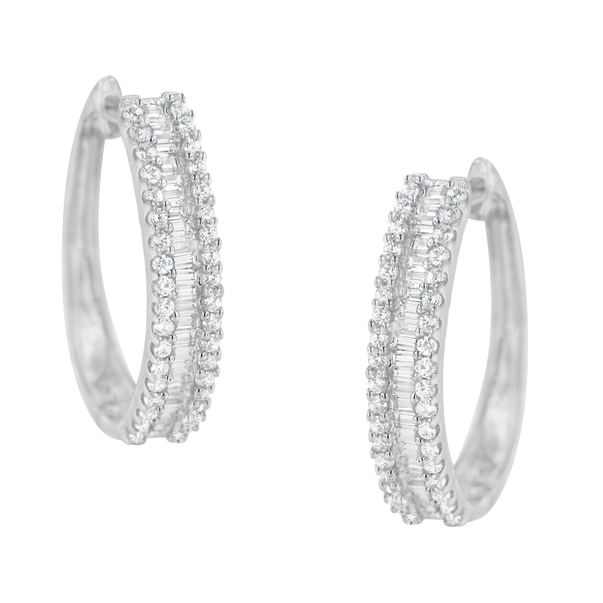 10K White Gold Diamond Hoop Earrings (3/4 cttw I-J Color I2-I3 Clarity)