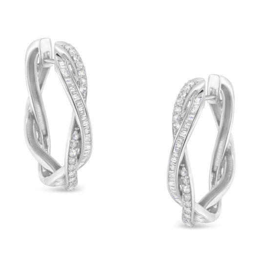 Sterling-Silver Diamond Hoop Earring (0.75 cttw I-J Color I2-I3 Clarity)