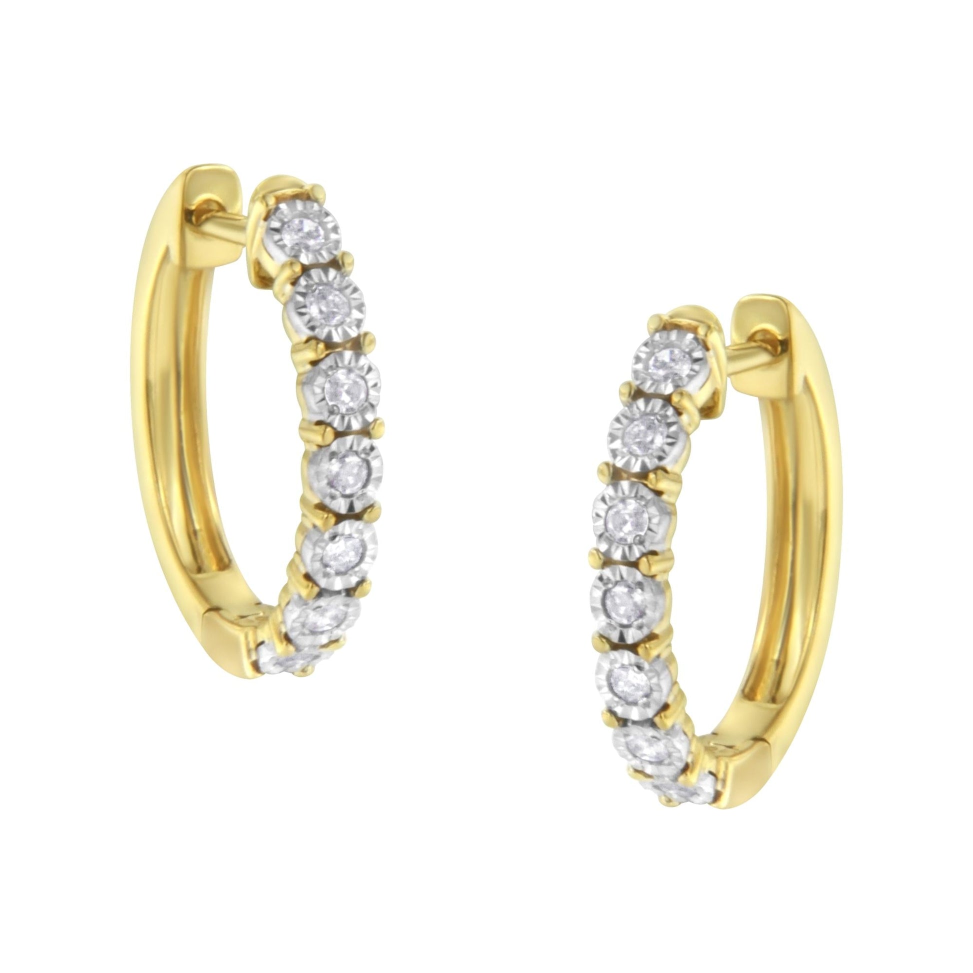 10KT Two-Toned Gold Diamond Hoop Earring (1/4 cttw J-K Color I2-I3 Clarity)