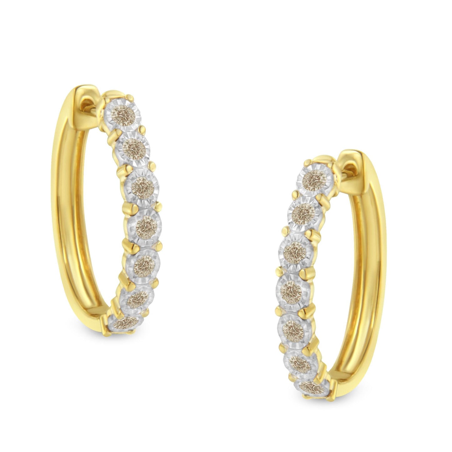 10KT Two-Toned Gold Diamond Hoop Earring (1/2 cttw J-K Color I2-I3 Clarity)